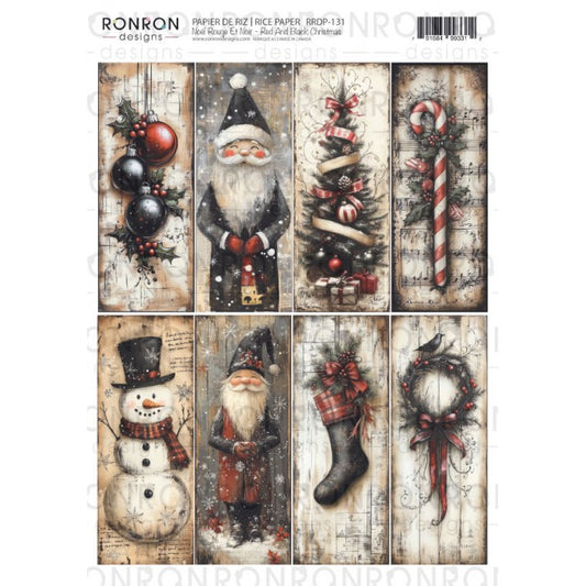 RonRon Designs - Rice Paper - Red & Black Christmas