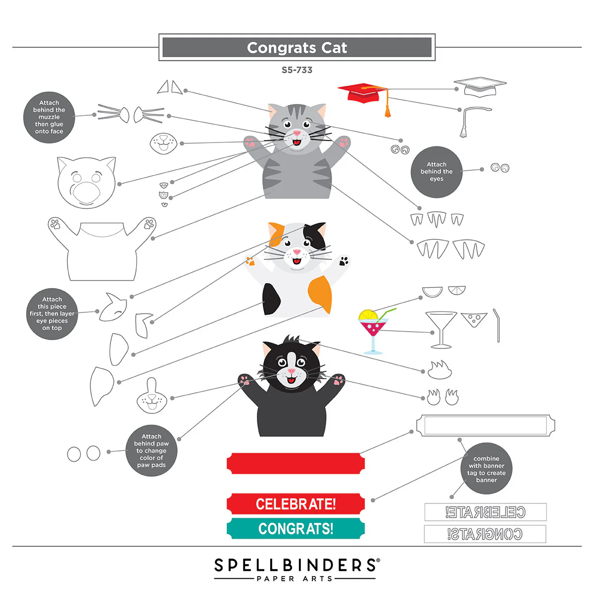 Spellbinders - Congrats Cat Die Set by Simon Hurley