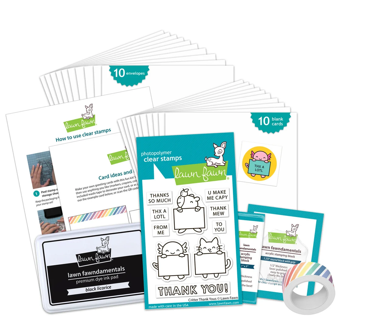 Lawn Fawn - Kids Cardmaking Kit: Critter Thank Yous