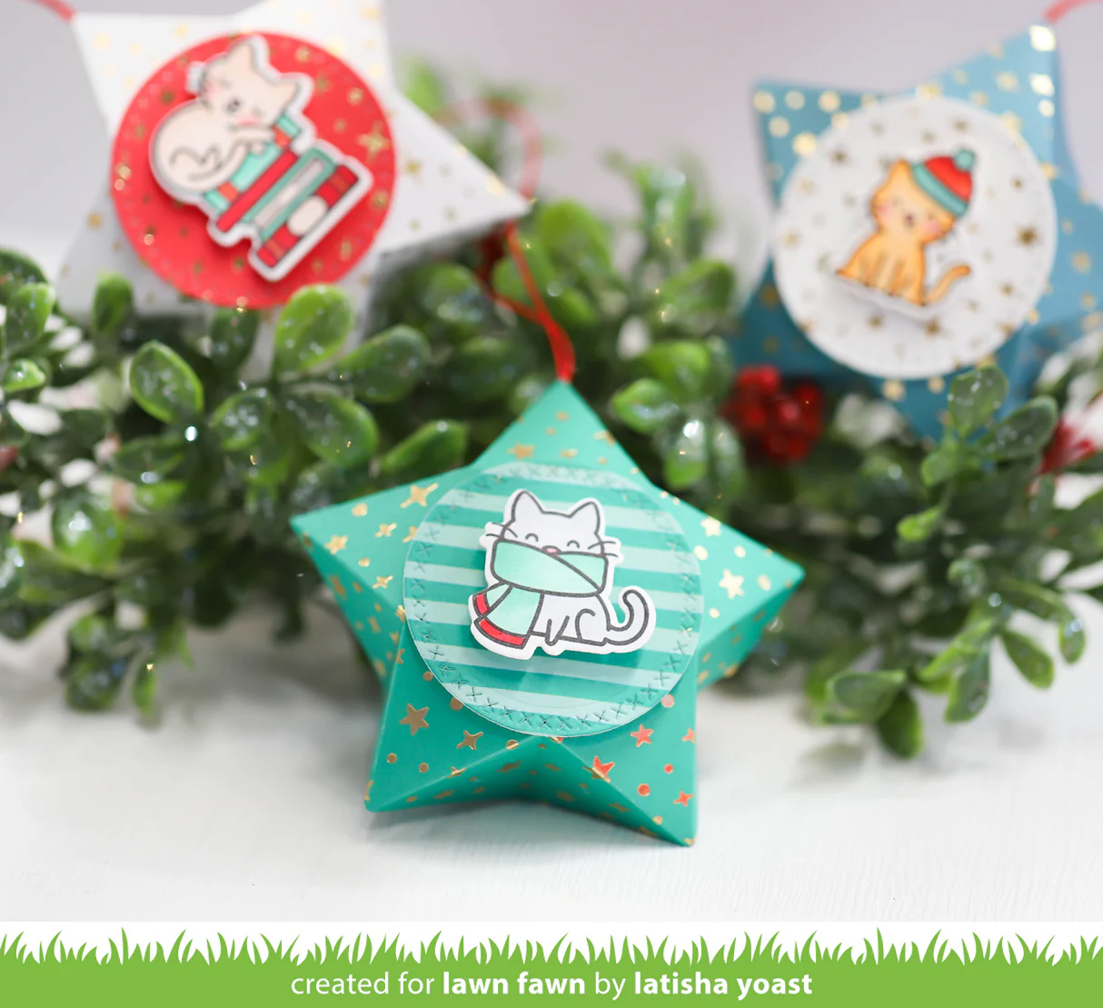 Lawn Fawn - Cozy Cats Stamp, Die and Stencil Bundle