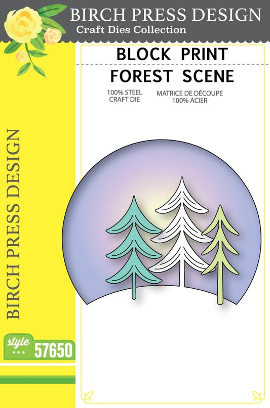 Birch Press Design - Block Print Forest Scene Die Set