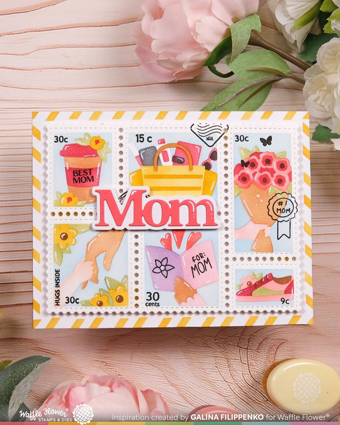 Waffle Flower - Postage Collage - Mom Stencil