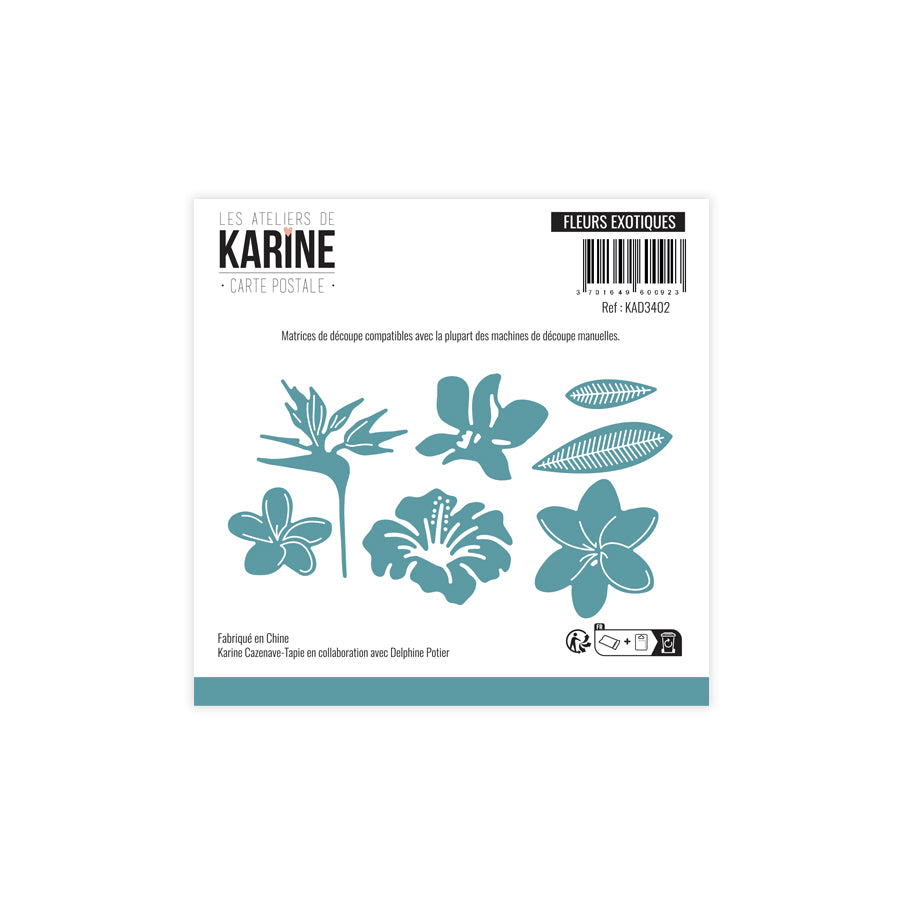 Les Ateliers de Karine - Carte Postale - Fleurs Exotiques Die Set