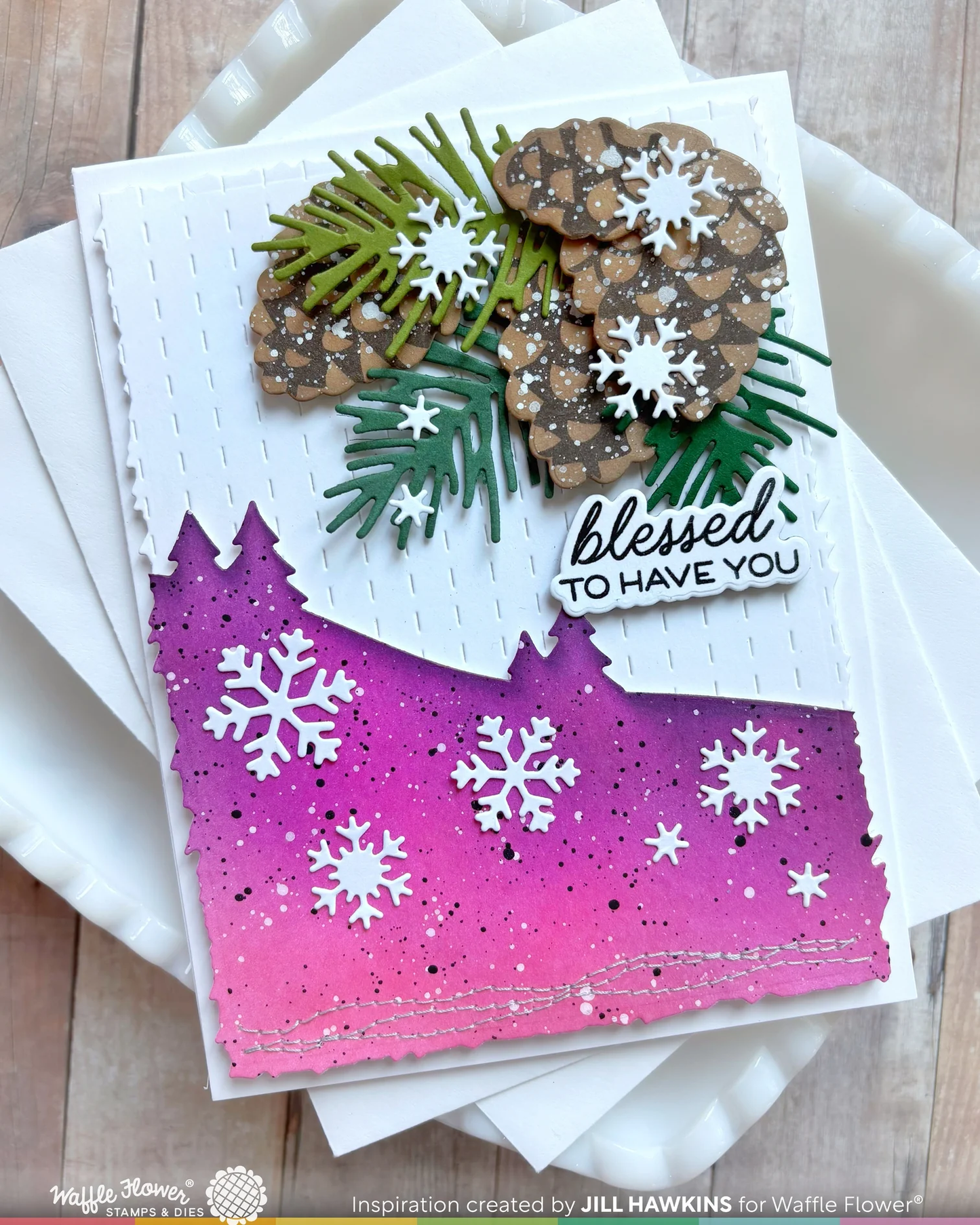 Waffle Flower - Snowcapped Pinecone Details Stamp Set