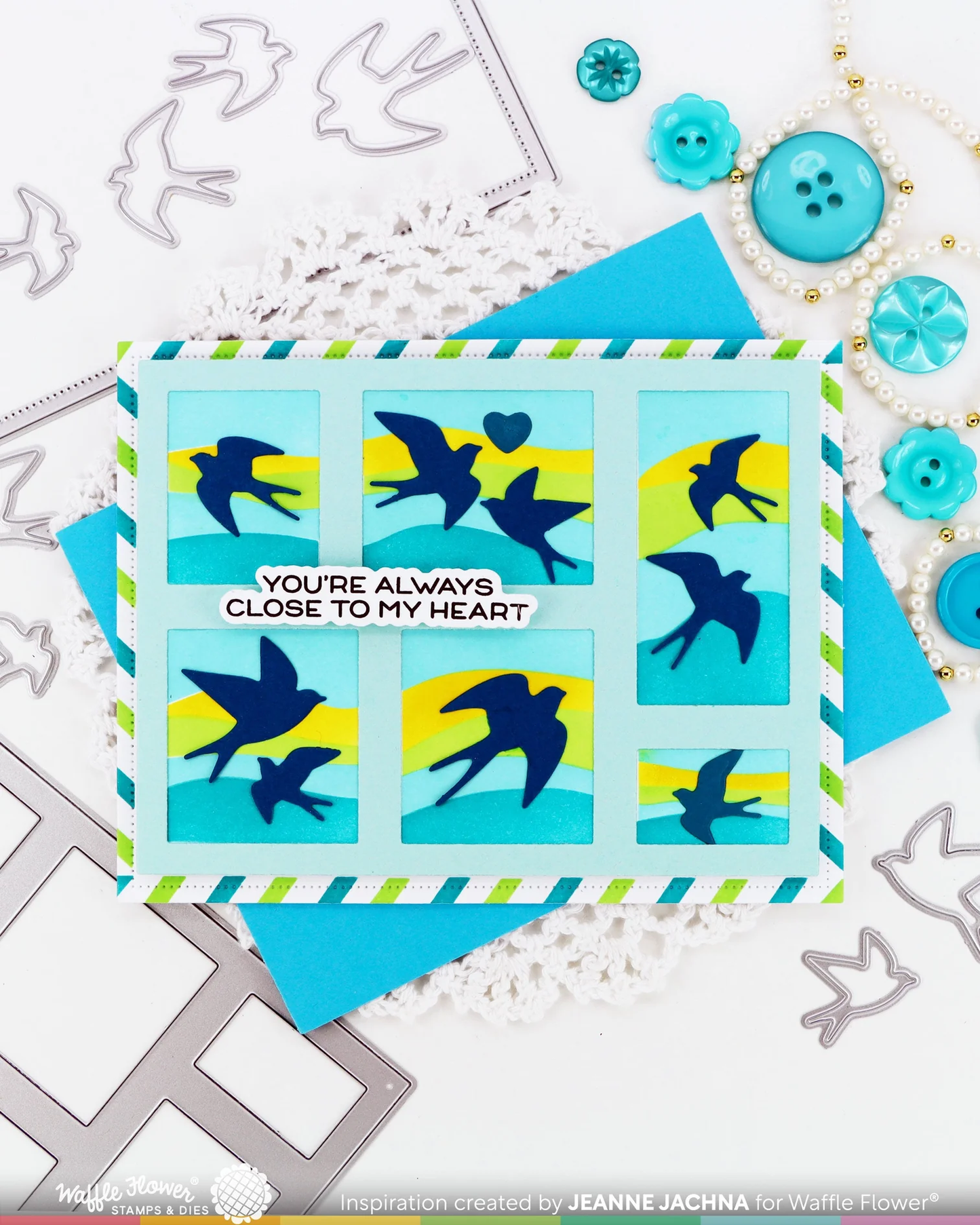 Waffle Flower - Postage Collage - Swallow  Silhouettes Die Set
