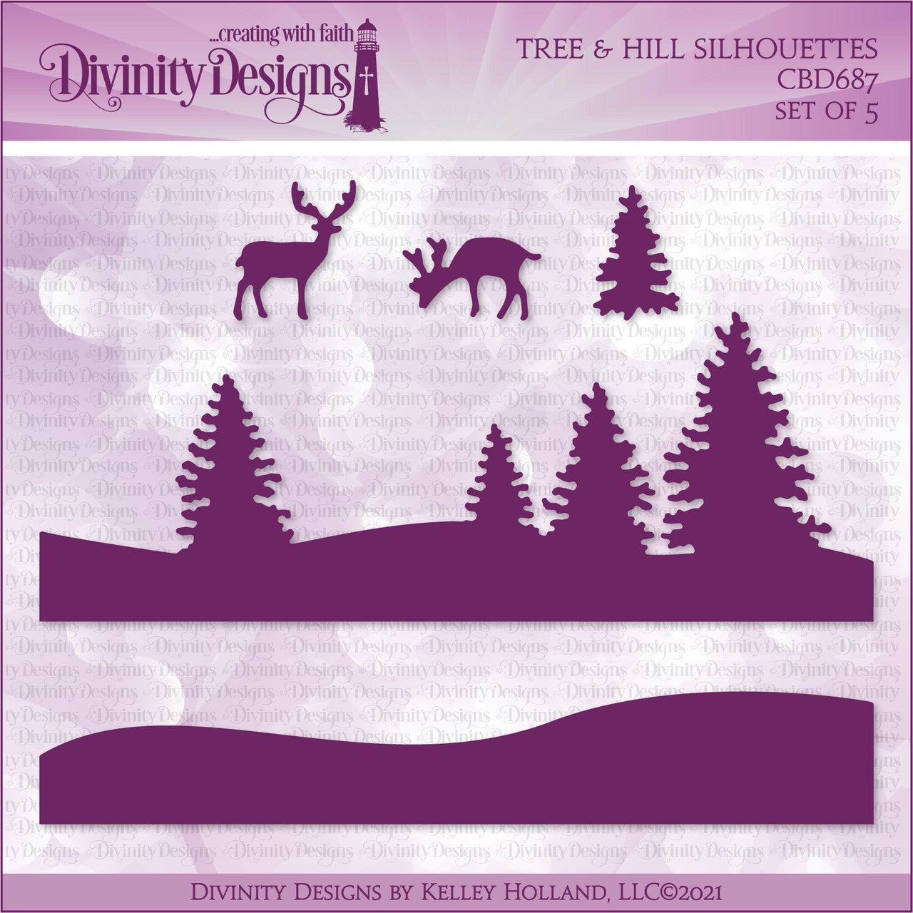 Divinity Designs - Tree & Hill Silhouettes Die Set