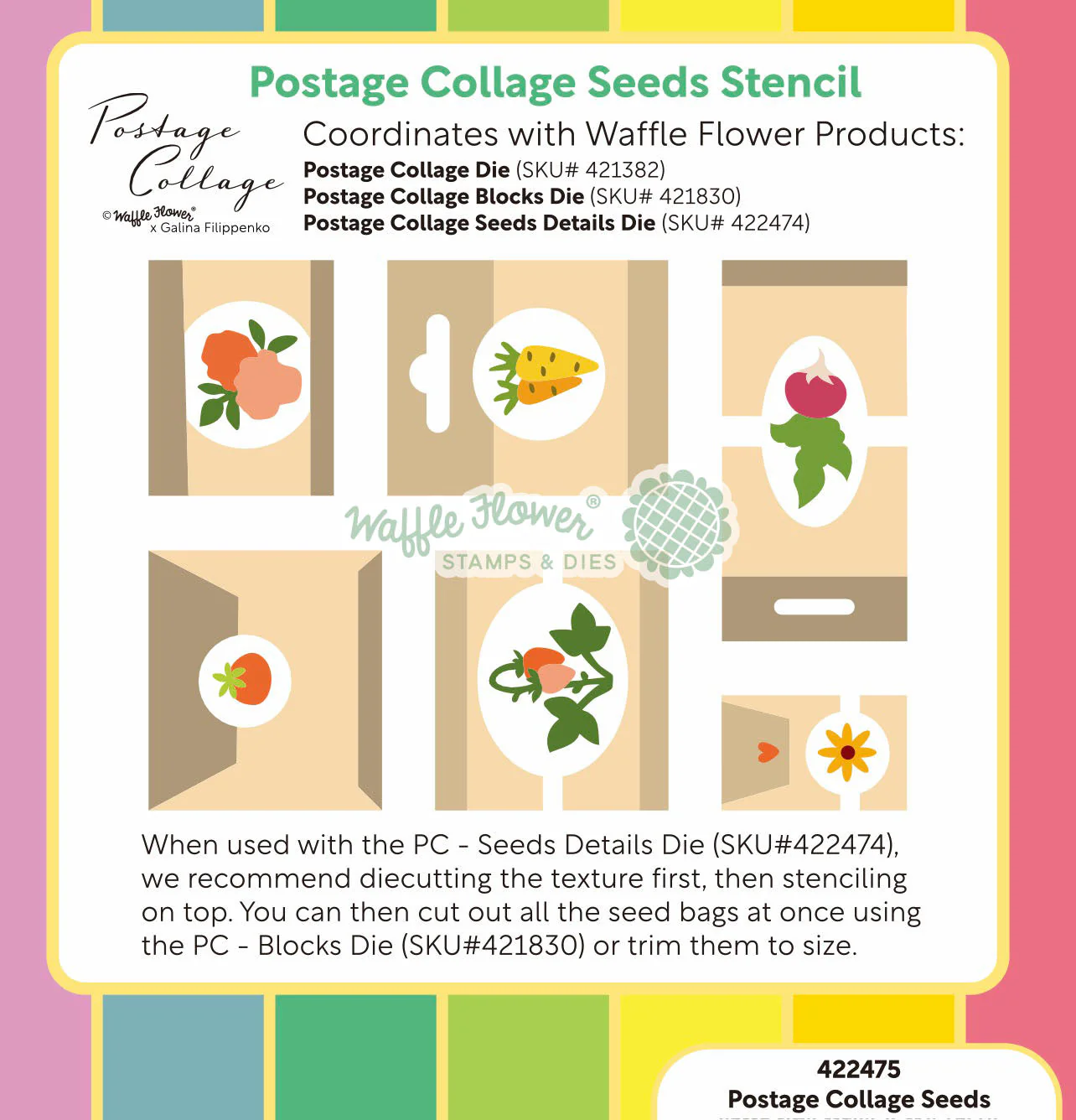Waffle Flower - Postage Collage - Seeds Detail Stencil & Die Bundle