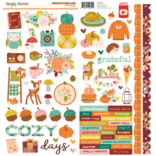 Simple Stories - Pumpkins & Plaid - Icon Cardstock Stickers