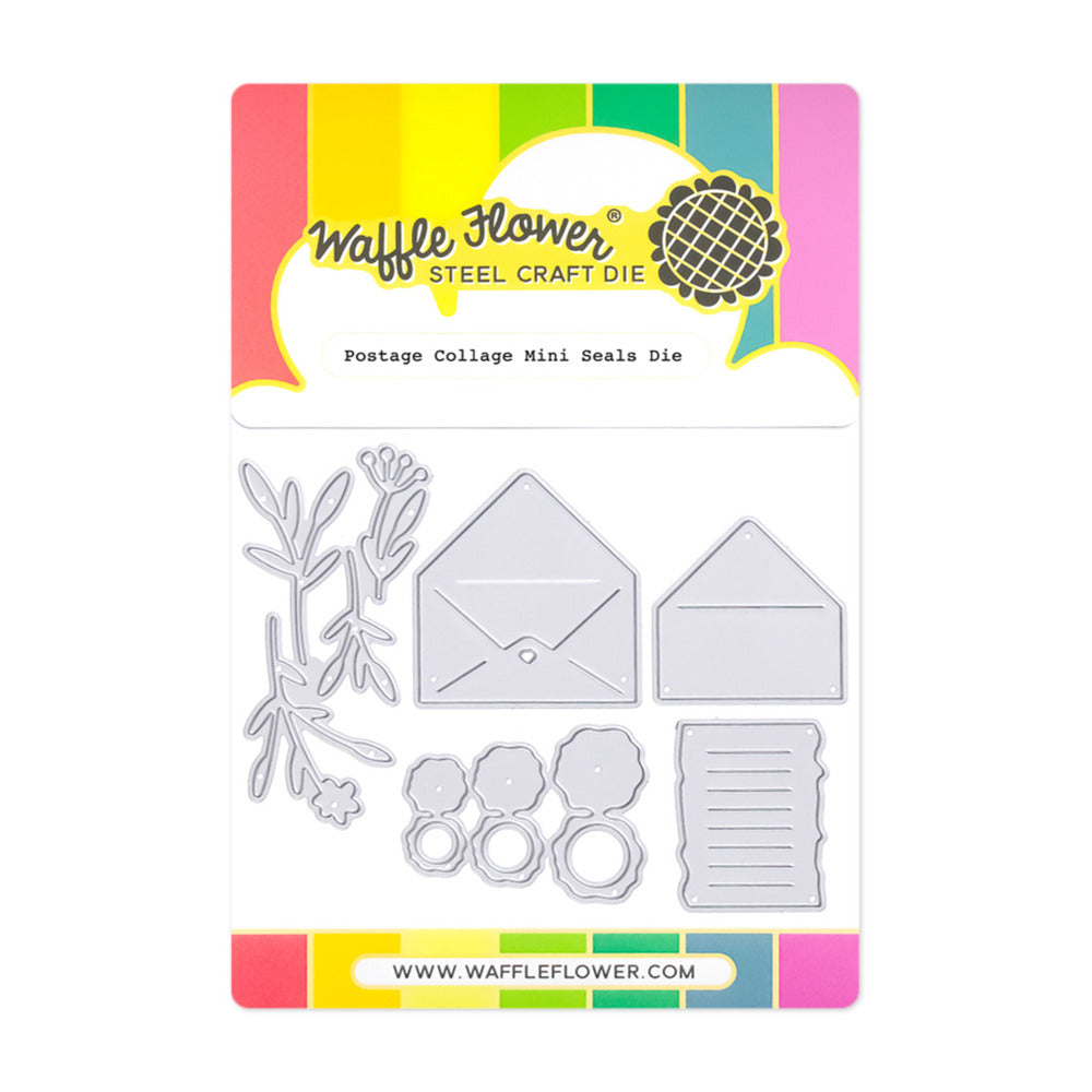 Waffle Flower - Postage Collage - Mini Seals Stamp & Die Bundle