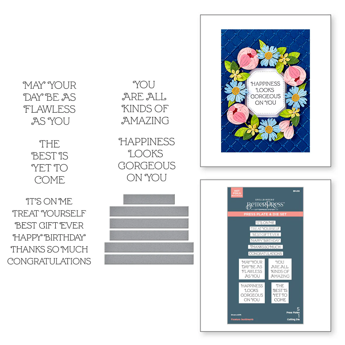 Spellbinders - BetterPress - Flawless Sentiments Press Plate & Die Bundle