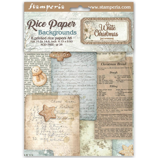 Stamperia - White Christmas - A6 Background Rice Paper Pack