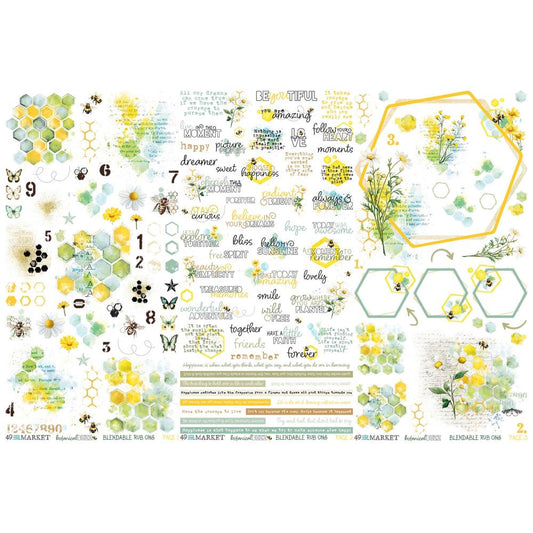 49 and Market - Botanical Buzz - Rub-On Transfer Set