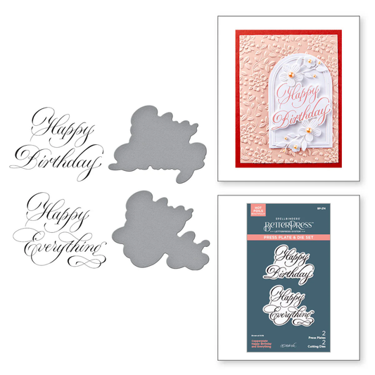Spellbinders - BetterPress - Copperplate Happy Birthday & Everything Plate & Die Bundle