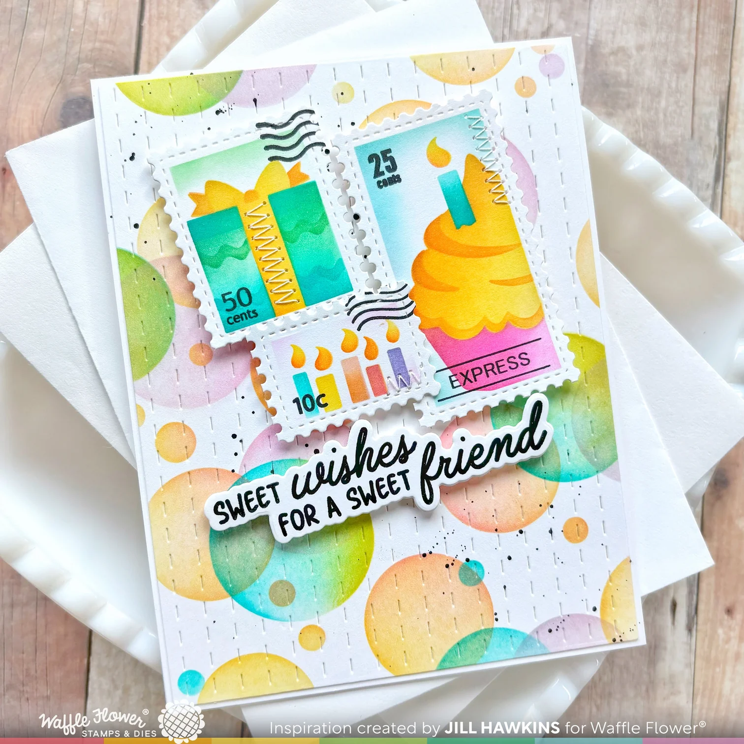 Waffle Flower - Postage Collage - Cupcake Stencil Set