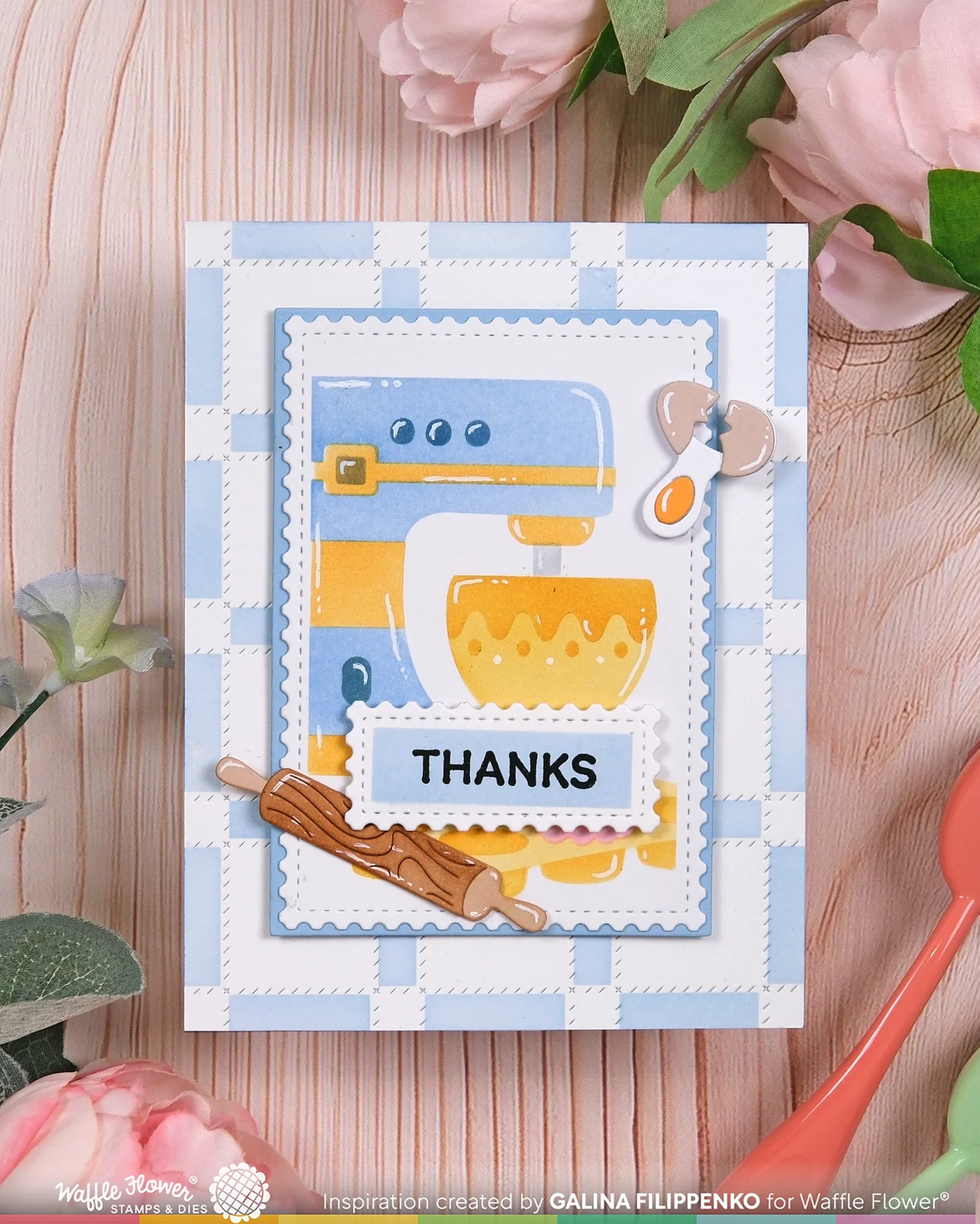 Waffle Flower - Nesting Postage Collage - Baking Fun Stencil