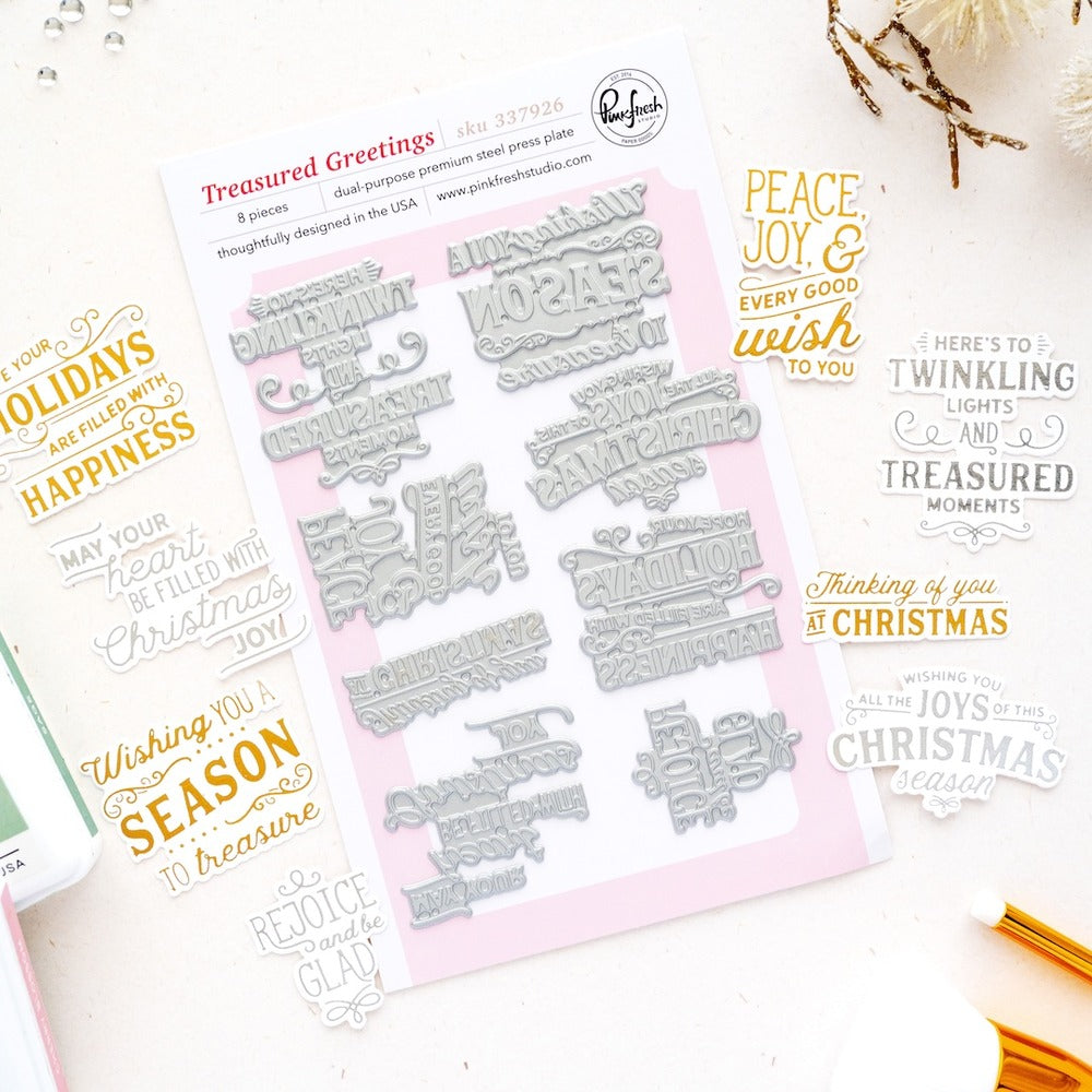 Pinkfresh - Treasured Greetings - Press Plate
