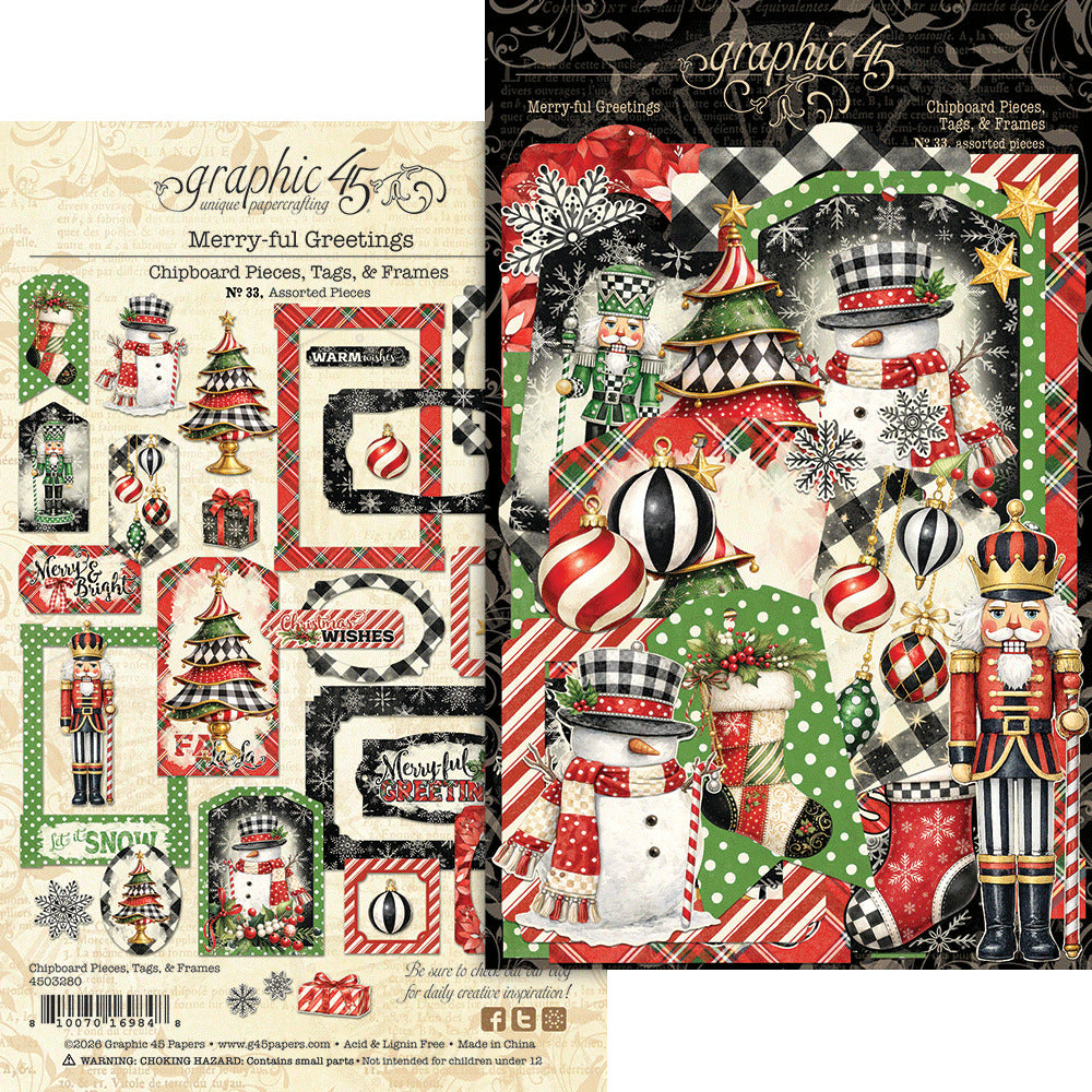 Graphic 45 - Merry-ful Greetings - Chipboard Pieces