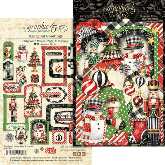 Graphic 45 - Merry-ful Greetings - Chipboard Pieces