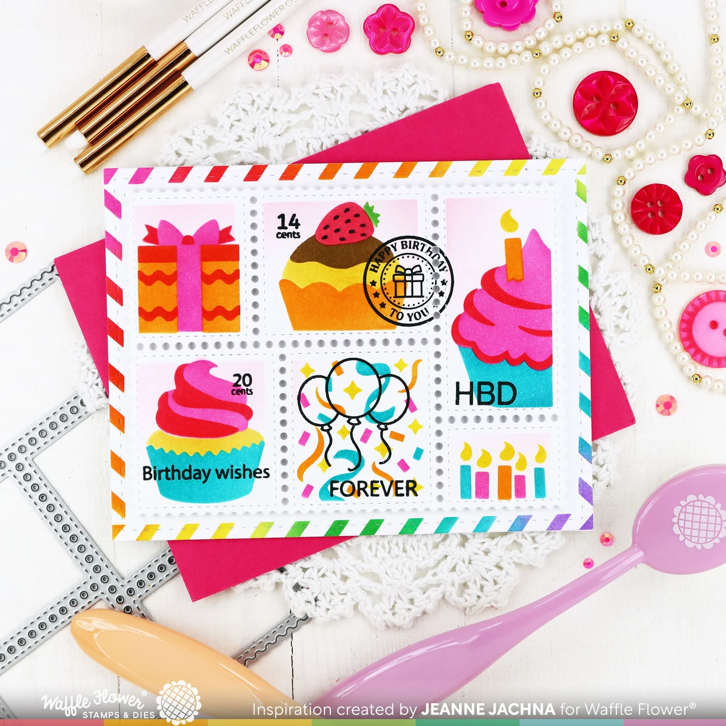 Waffle Flower - Postage Collage - Birthday Stamp Set