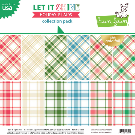 Lawn Fawn - Let It Shine Holiday Plaids - 12x12 Collection Pack