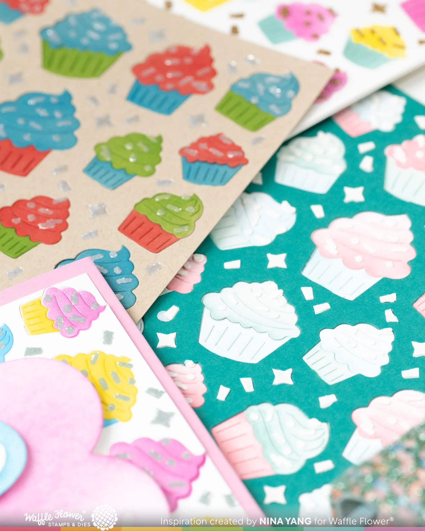 Waffle Flower - Cupcake Background Texture Die & Stencil Bundle