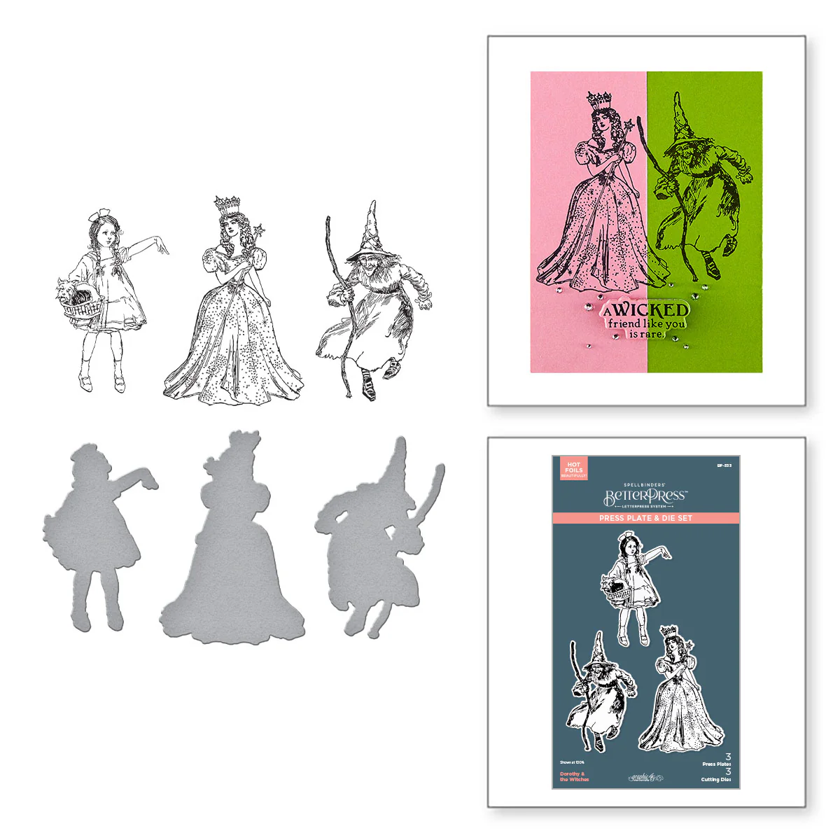 Spellbinders - Wonder of Oz - Dorothy & The Witches BetterPress Plate & Die Bundle