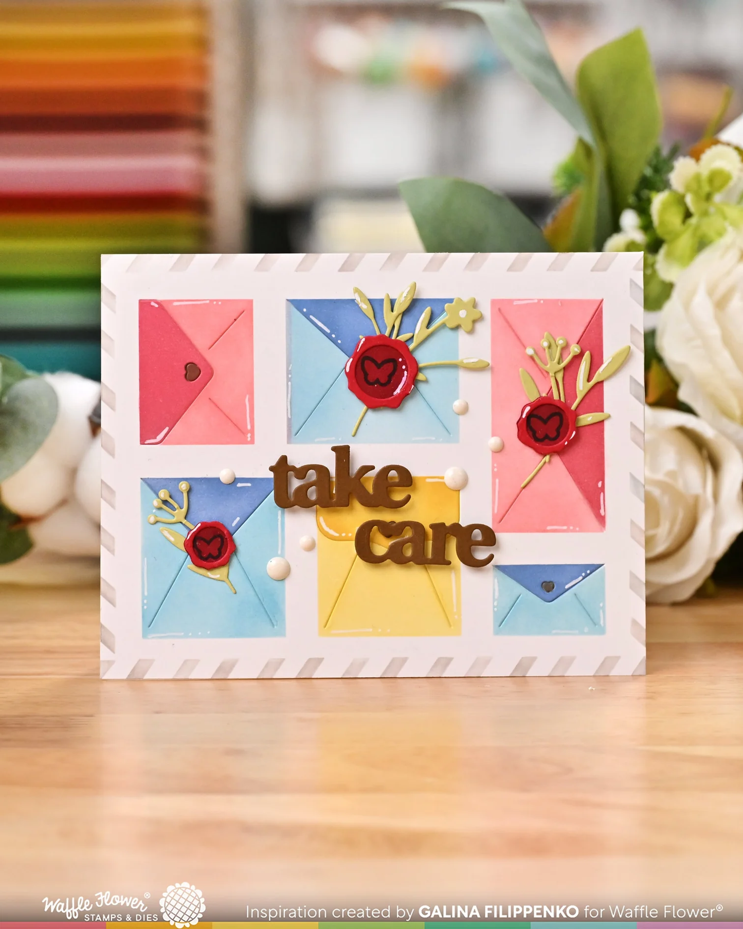 Waffle Flower - Postage Collage - Envelope Stencil
