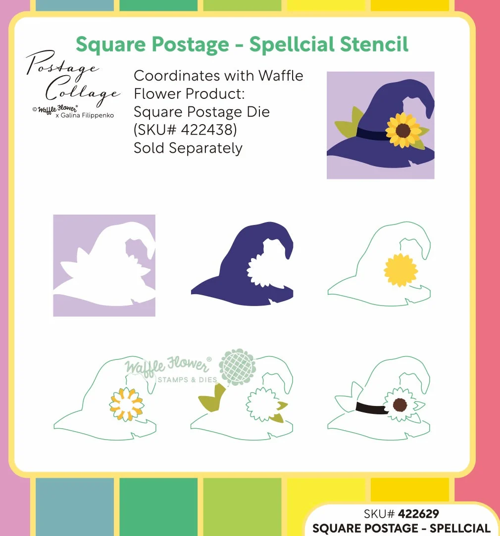 Waffle Flower - Square Postage - Spellcial Stencil