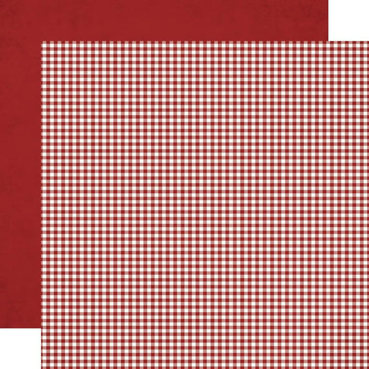 Simple Stories - Simple Vintage Autumn Breeze - Basic Cardstock - Garnet Gingham