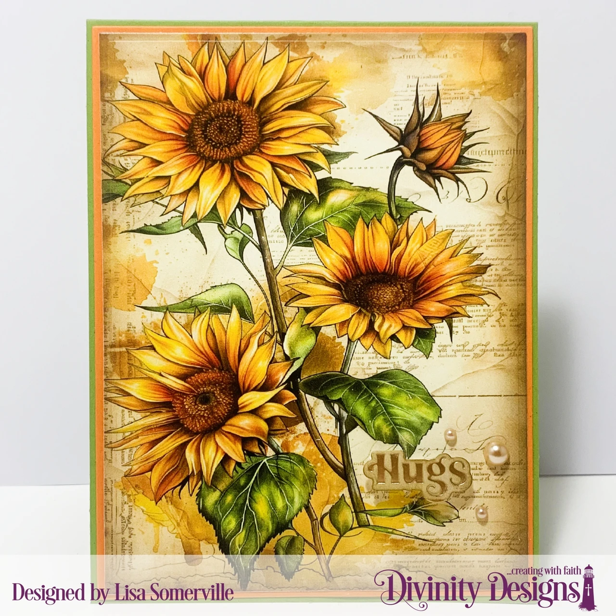 Divinity Designs - A2 Card Fronts - Vintage Sunflowers