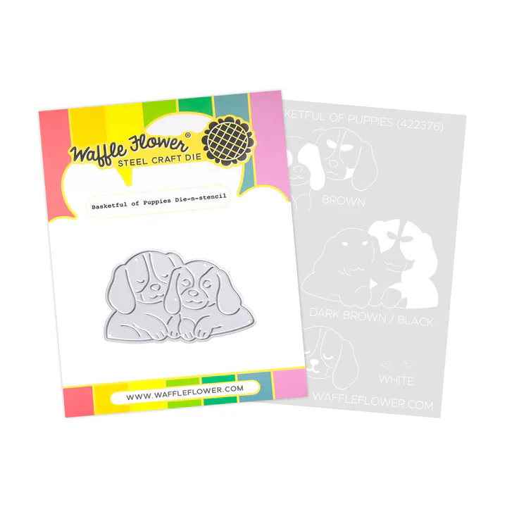 Waffle Flower - Basketful of Puppies Duo Die-n-stencil Bundle