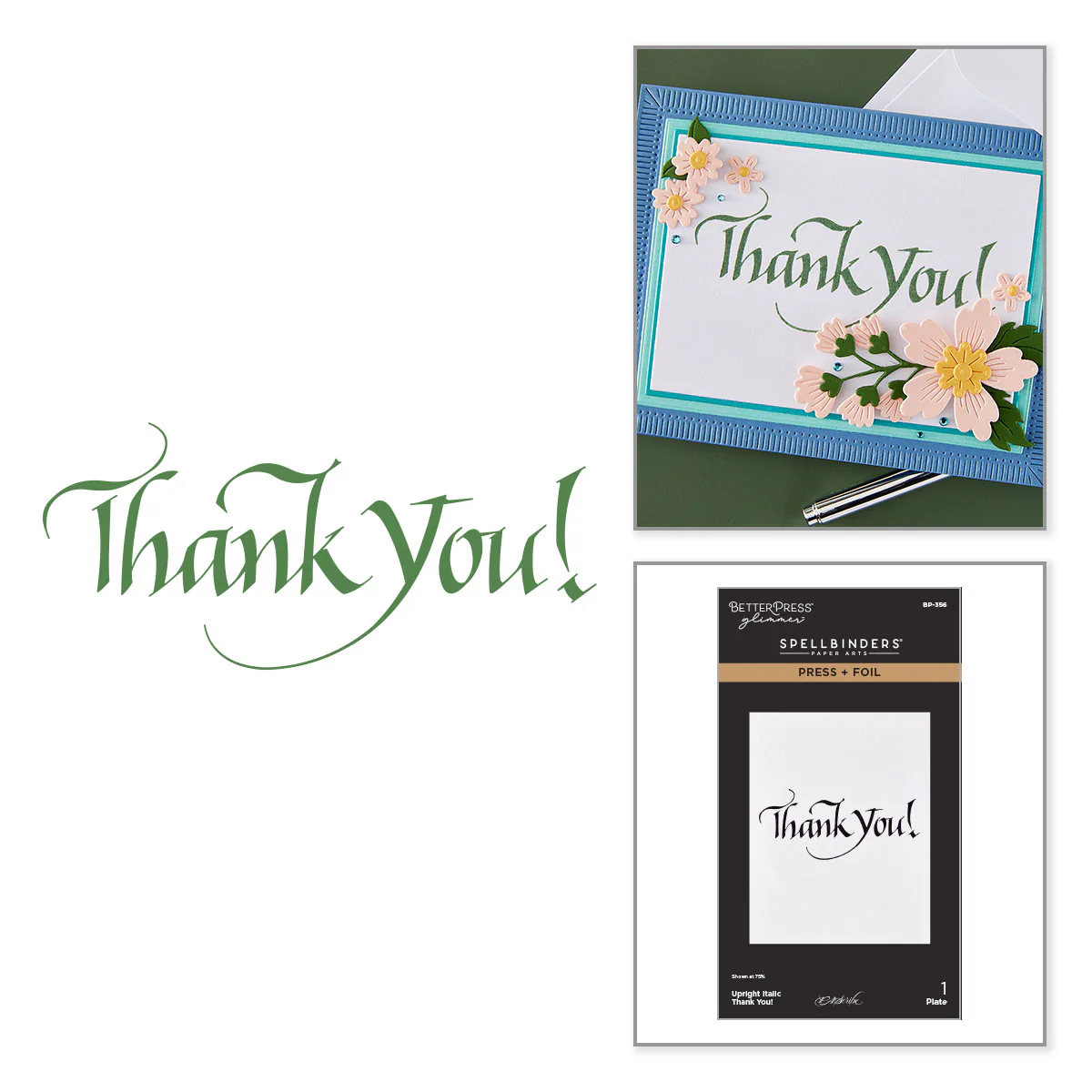 Spellbinders - Upright Italic Thank You Press + Foil Plate