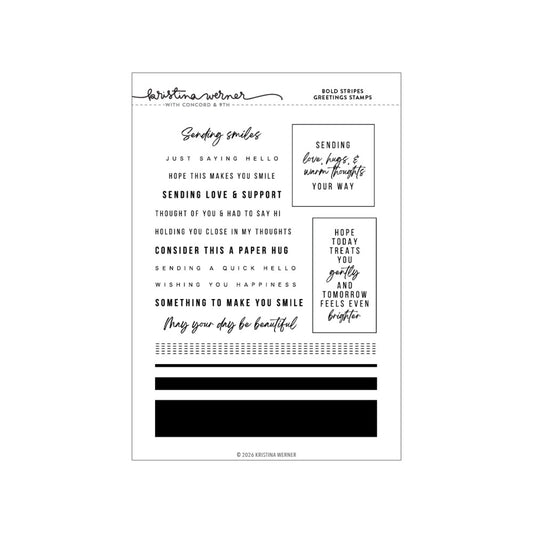 Concord & 9th - Bold Stripes Greetings Stamp Set by Kristina Werner