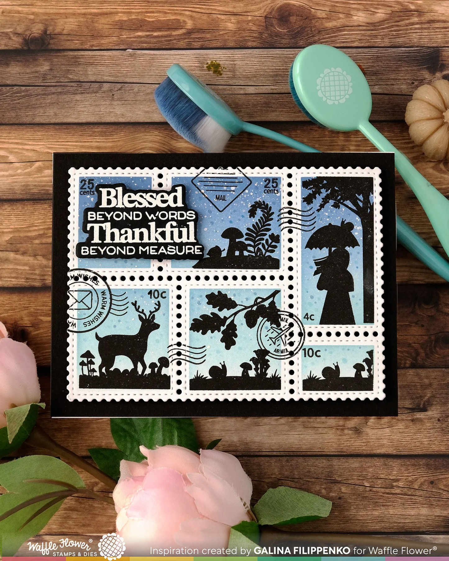 Waffle Flower - Postage Collage - Autumn Sunset Stamp Set