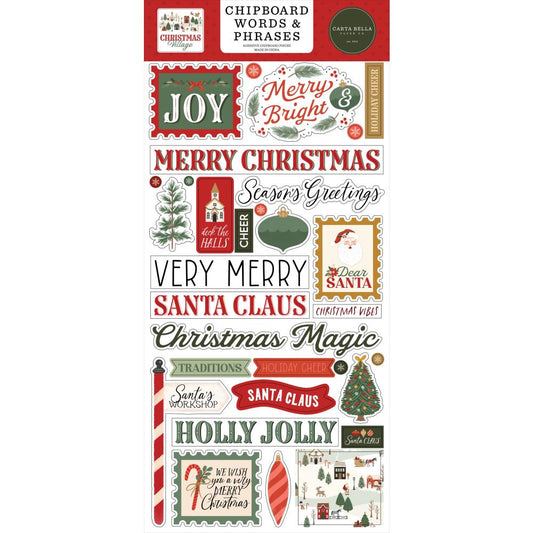 Carta Bella - Christmas Village - Chipboard Words & Phrases