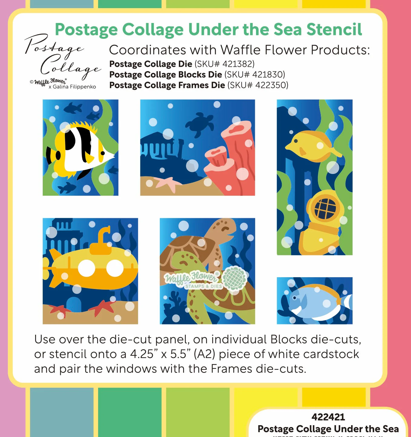 Waffle Flower - Postage Collage - Under the Sea Stencil Set