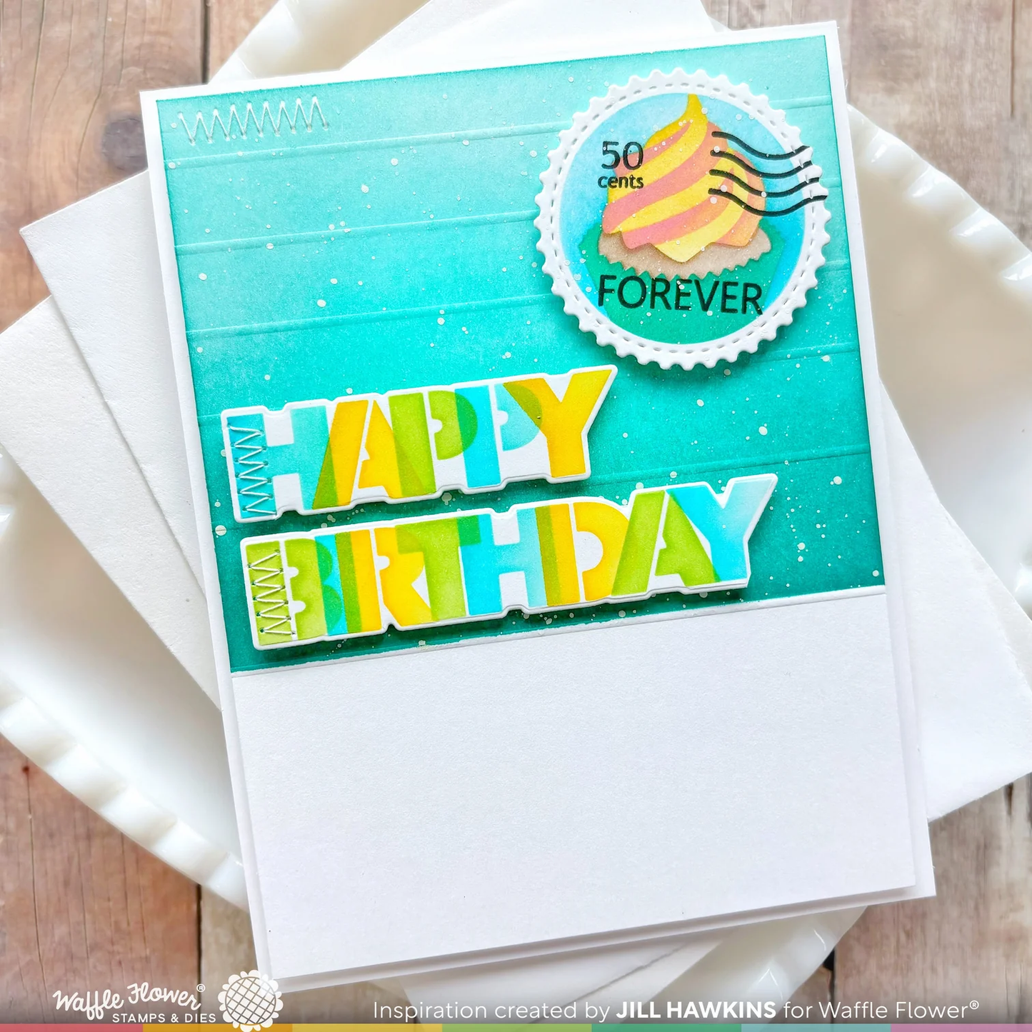 Waffle Flower - Overlapping Happy Birthday Die-n-stencil Bundle