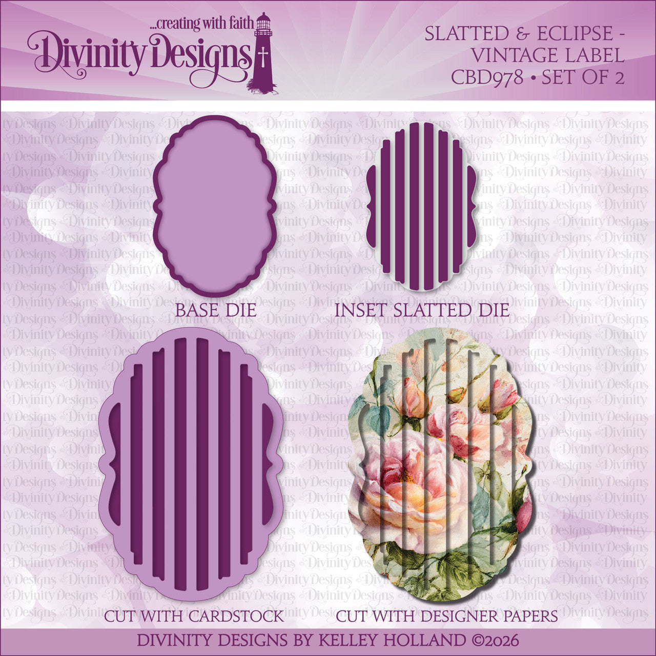 Divinity Designs - Slatted & Eclipse - Vintage Label Die Set