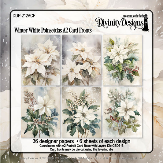 Divinity Designs - A2 Card Fronts - Winter White Poinsettias