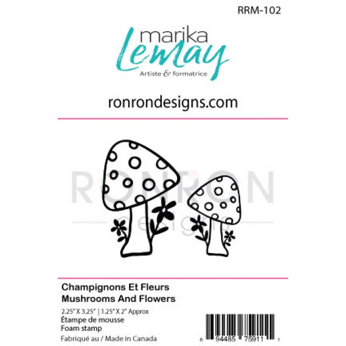 RonRon Designs - Foam Stamp - Mushrooms and Flowers