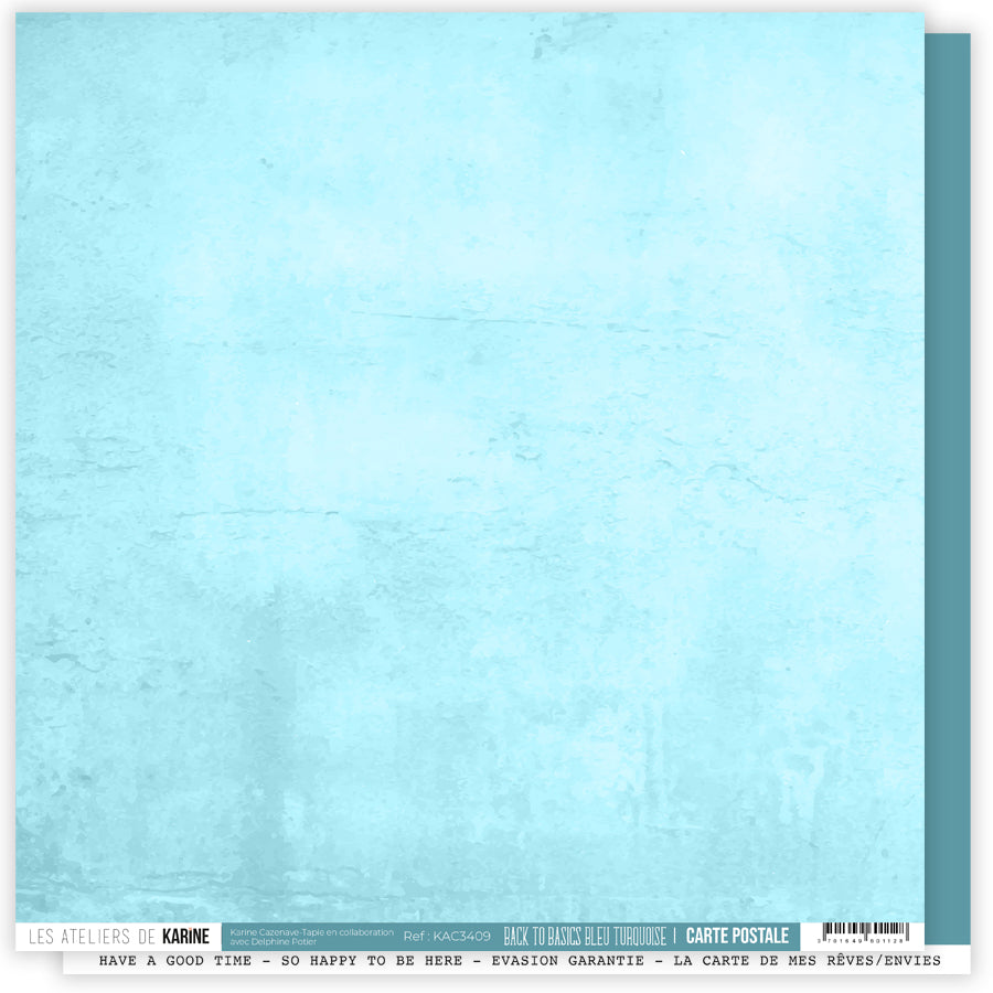 Les Ateliers de Karine - Carte Postale - Solid Cardstock: Turquoise Blue