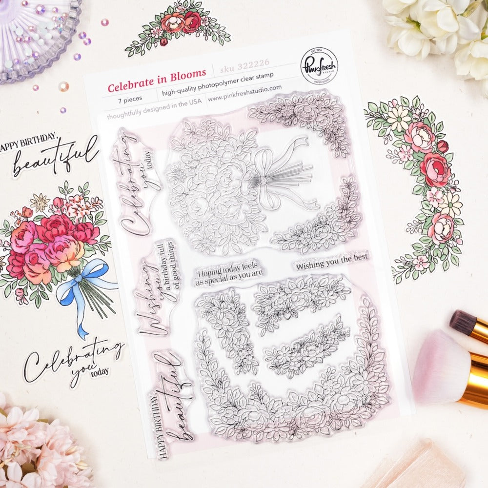 Pinkfresh - Celebrate in Blooms - Stamp & Die Bundle