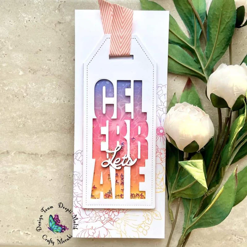 Crafty Meraki - Celebrate Tag Slimline Die Set