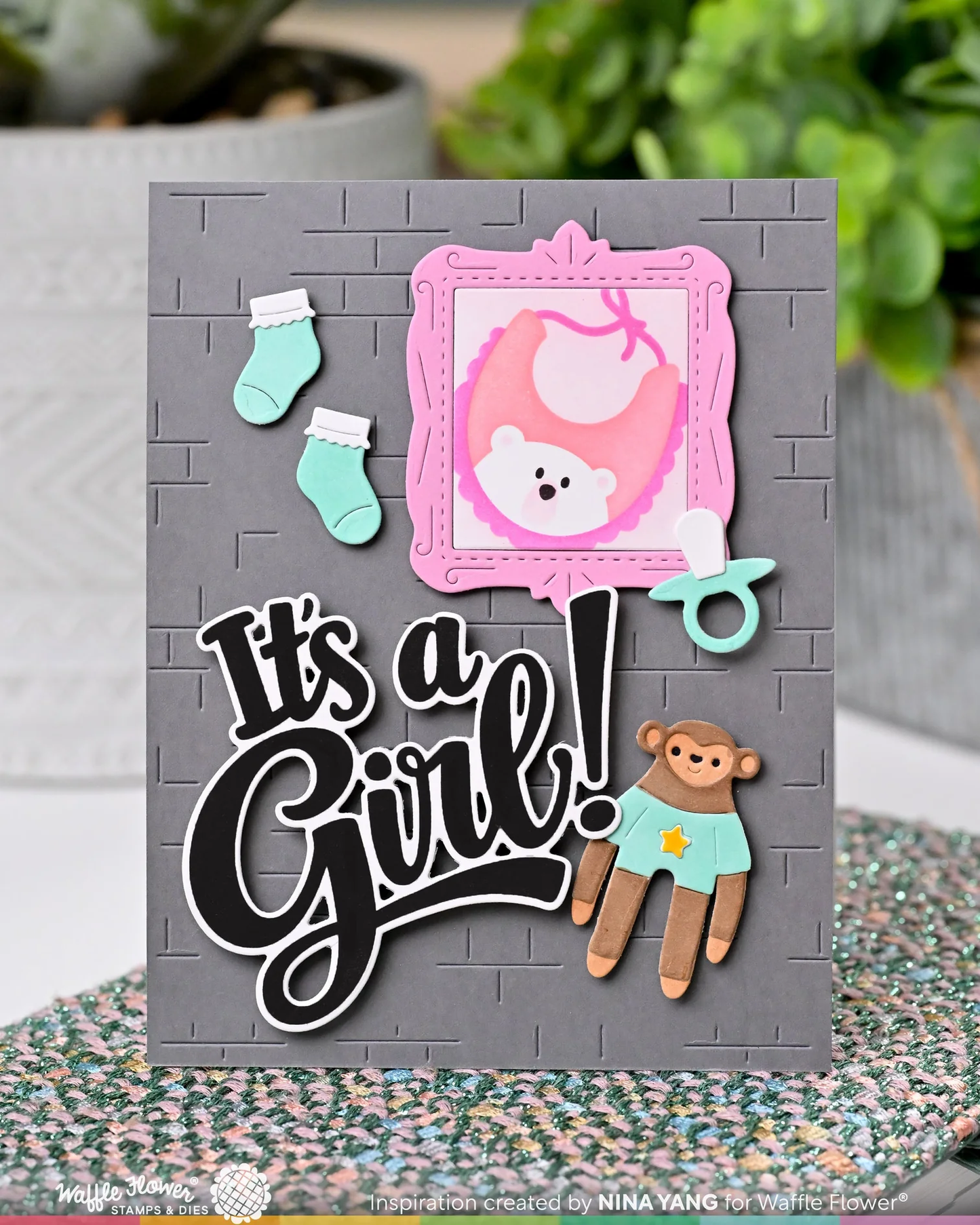 Waffle Flower - Postage Collage - Baby Stencil
