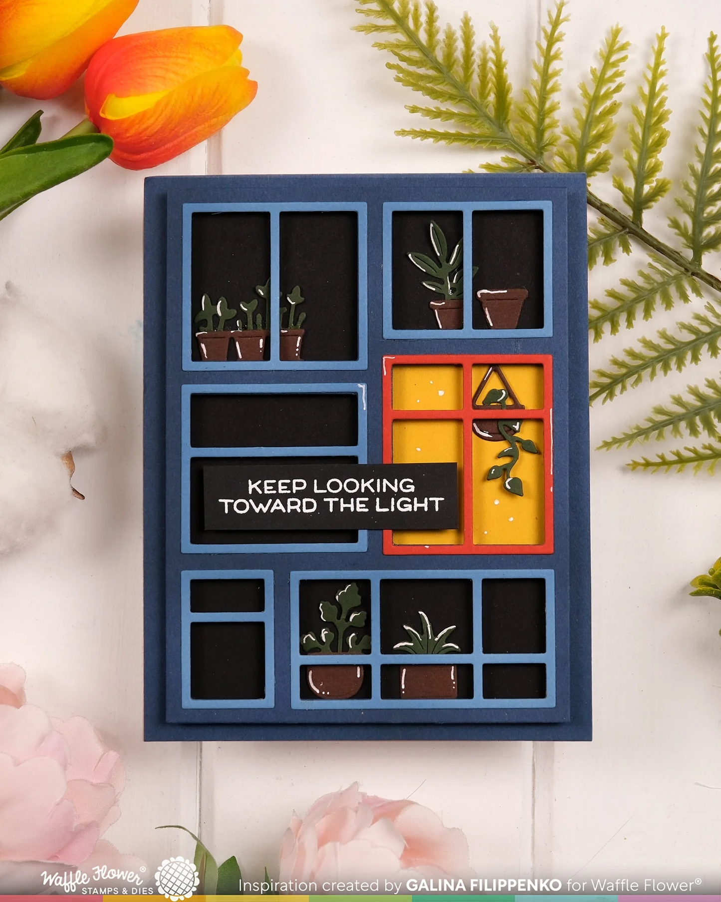 Waffle Flower - Postage Collage - Windowsill Plants Die Set