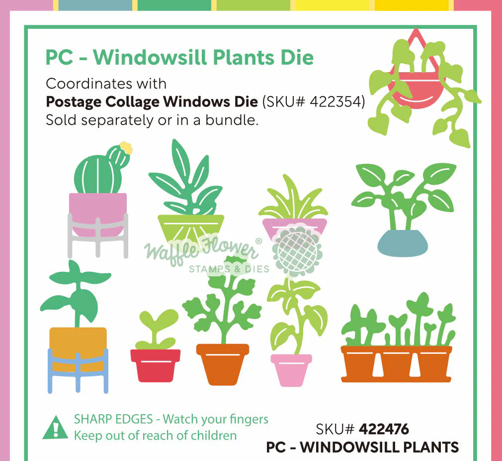 Waffle Flower - Postage Collage - Windowsill Plants Die Set