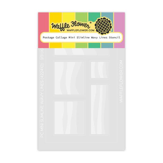 Waffle Flower - Postage Collage - Mini Slimline Wavy Lines Stencil Set