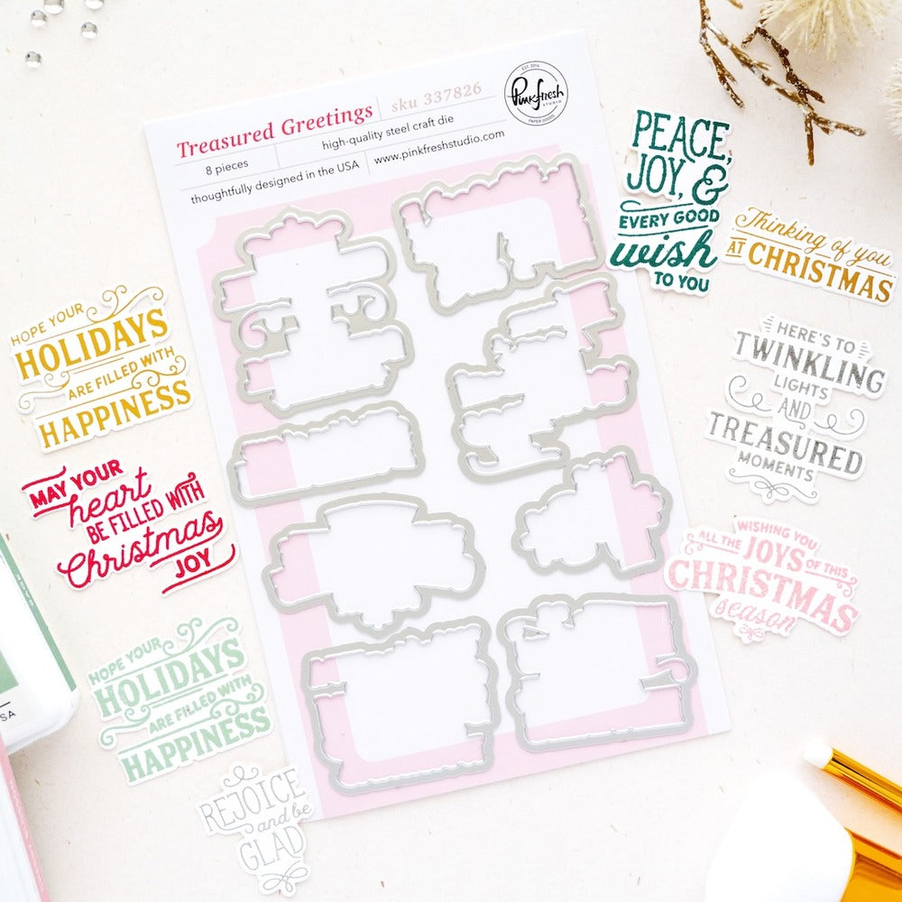Pinkfresh - Treasured Greetings - Stamp & Die Bundle