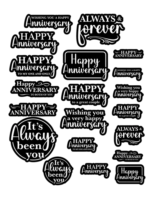 Simply Stated - Ephemera Pack - Anniversary Reverse Sentiments