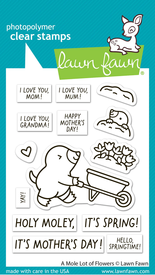 Lawn Fawn - A Mole Lot Of Flowers Stamp, Die & Stencil Bundle